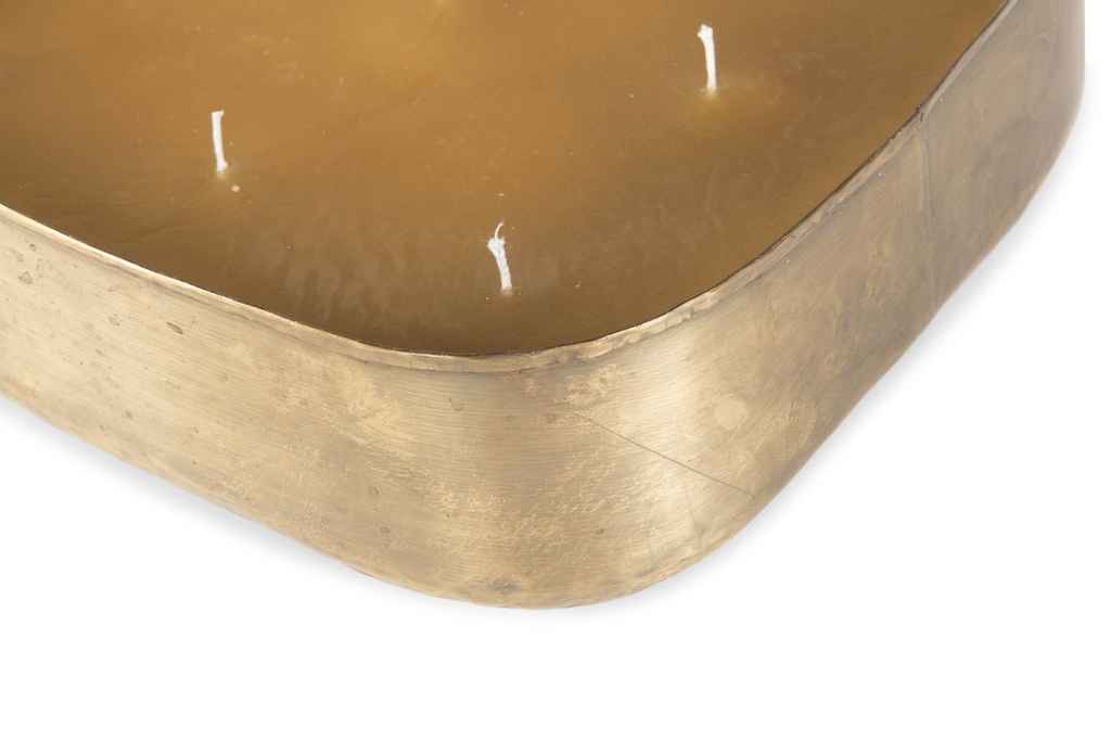 Planter square brass antique - set of 2 - Indoor candle - 24x24x9cm / 34x34x10,5cm - 4 / 9 int. cot. wicks - p/1