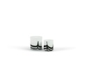 Thick votive cylinder Waves - glass - white black - Ø 14x15cm - p/4