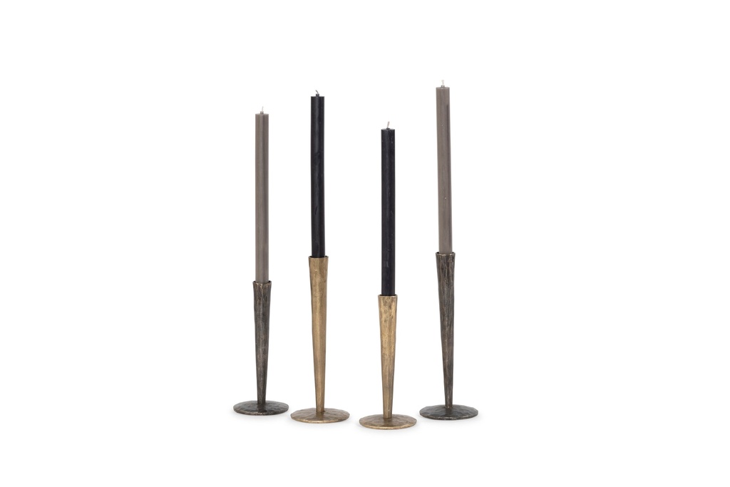 Handforged taperholder - brass antique for tapers Ø2,1cm - set of 2 - H20cm/H25cm - p/2 sets