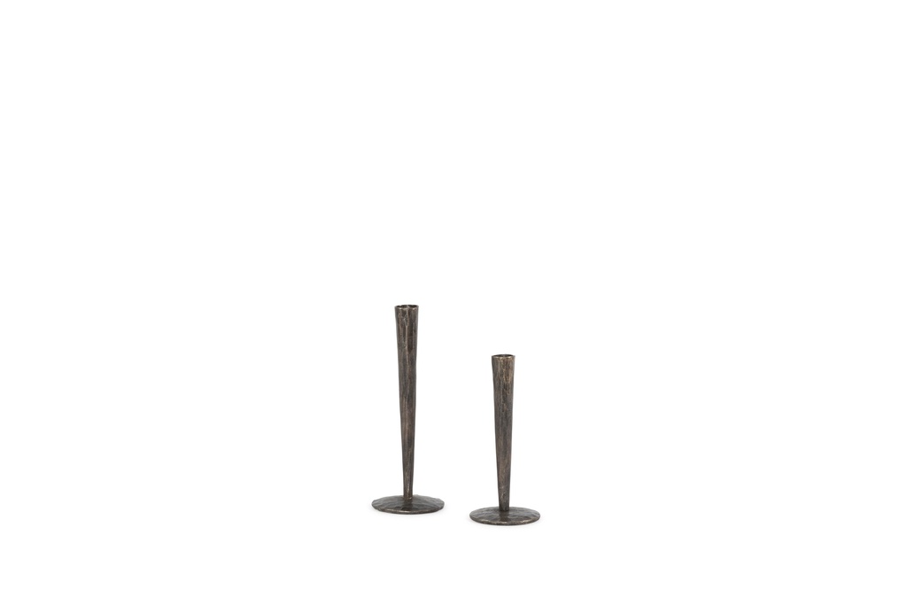 Handforged taperholder - bronze antique for tapers Ø2,1cm - set of 2 - H20cm/H25cm - p/2 sets