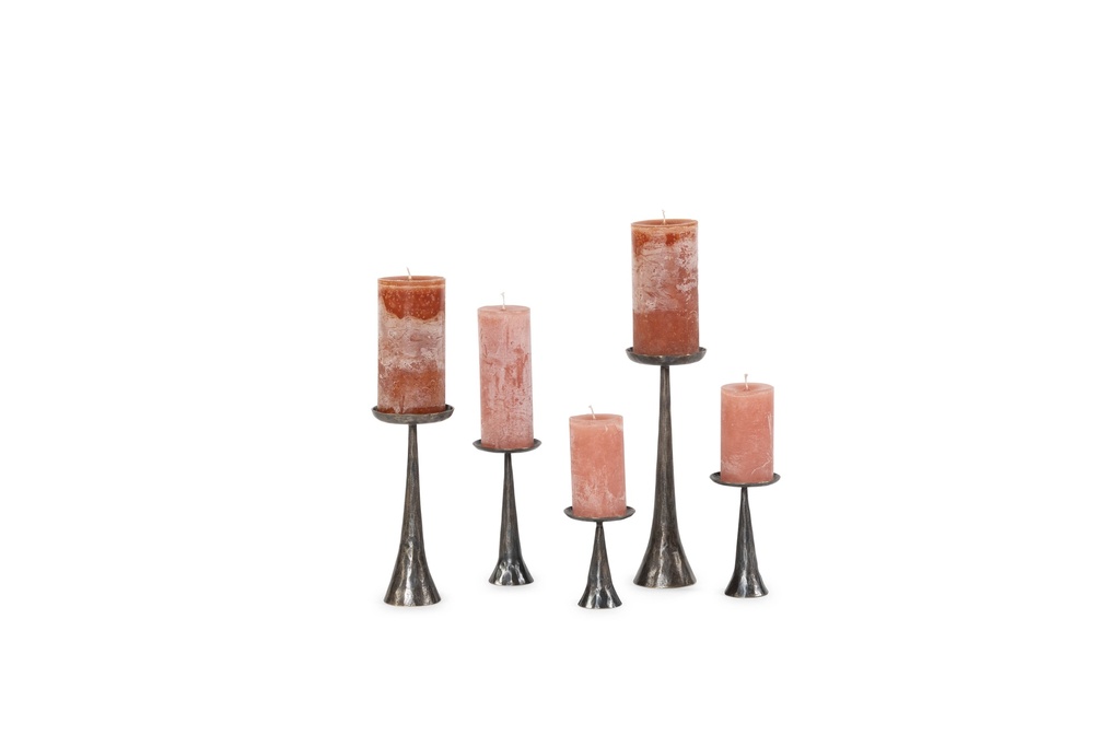 Handforged candleholder for Ø5,7 - bronze antique - set of 3 - H10cm/H12,5cm/H15cm - p/2 sets