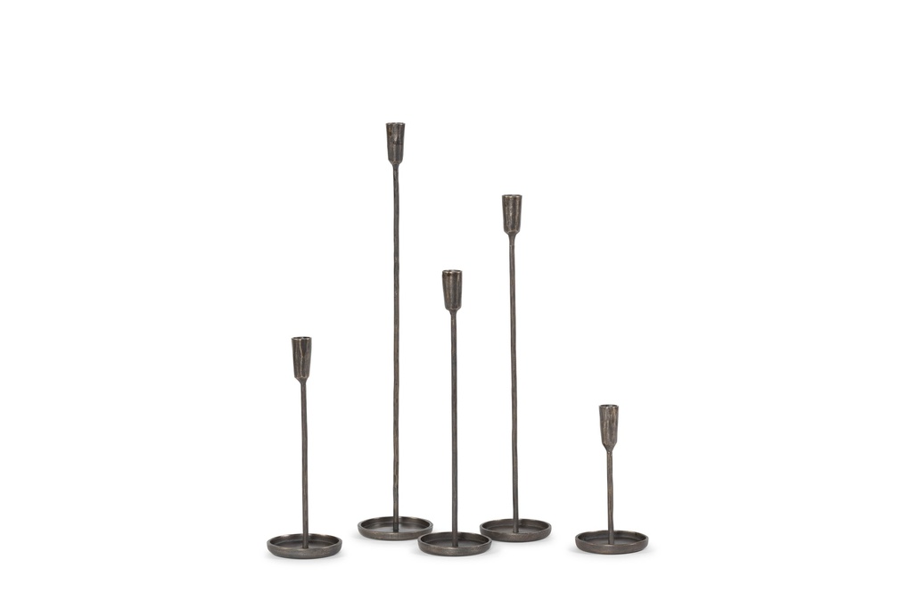 Handforged taperholder - bronze antique - for tapers Ø2,1cm - set of 2 - H50cm/H60cm - p/2 sets
