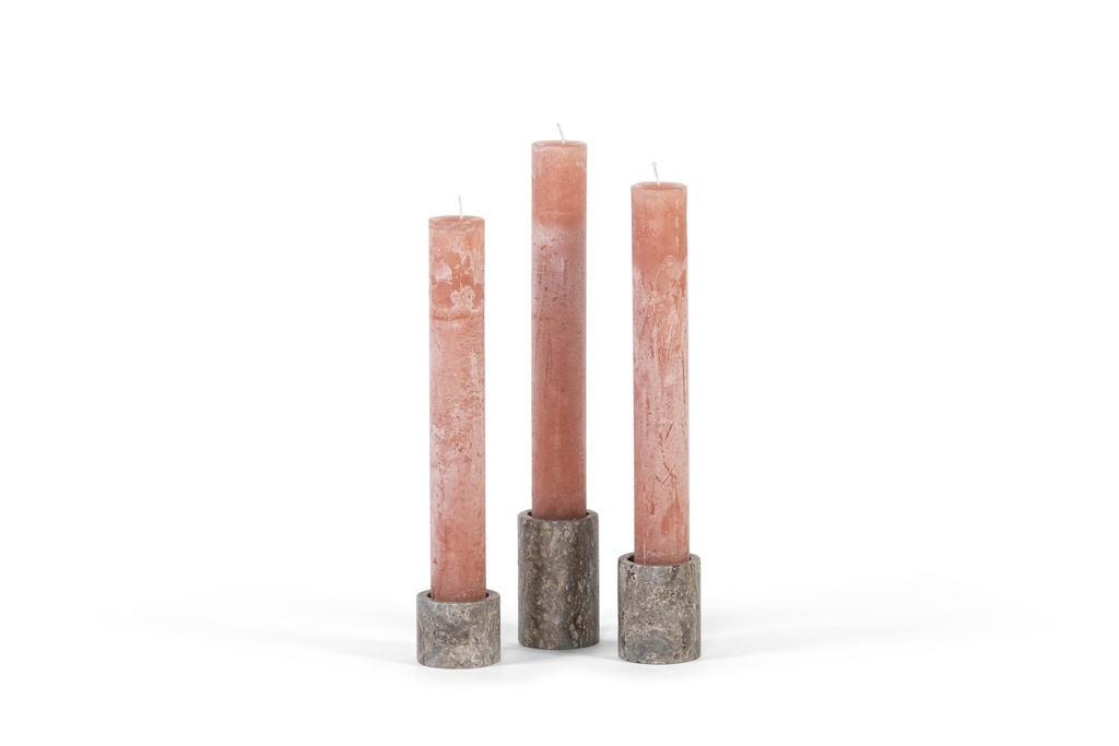 Candle holder travertine beige - set of 3 - polished - for candles Ø4,4cm - Ø6,25x5 / 7 / 10cm - p/1set                                            p/1/1 (kopie)