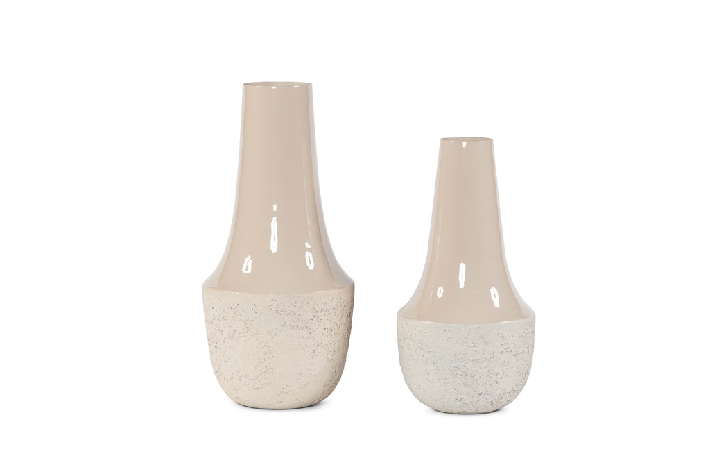 Vase lower texture upper enamel beige medium - Ø26x50cm - p 1/4