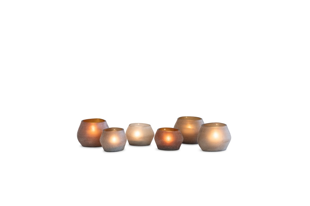 T-light holder oval matt amber - small - 11,5x9,5x8cm - p/1/24