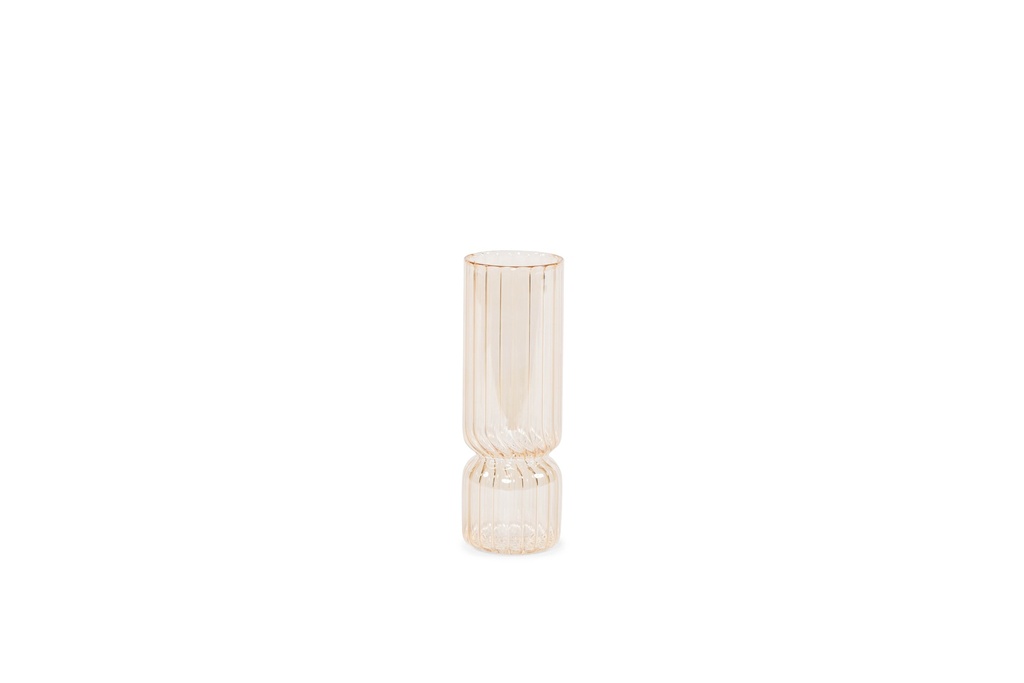 Mouthblown vase vertical ribbed amber luster - set of 2 - Ø5x20cm / Ø7x20cm- p/1/4
