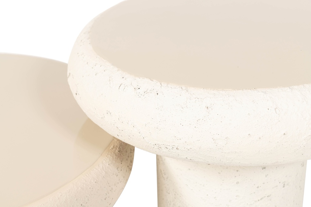 Coffee table rounded enamel with base - texture beige - Ø60x27cm - p1/1