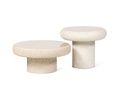 Side table rounded enamel with base - texture beige - Ø50x40cm - p1/1