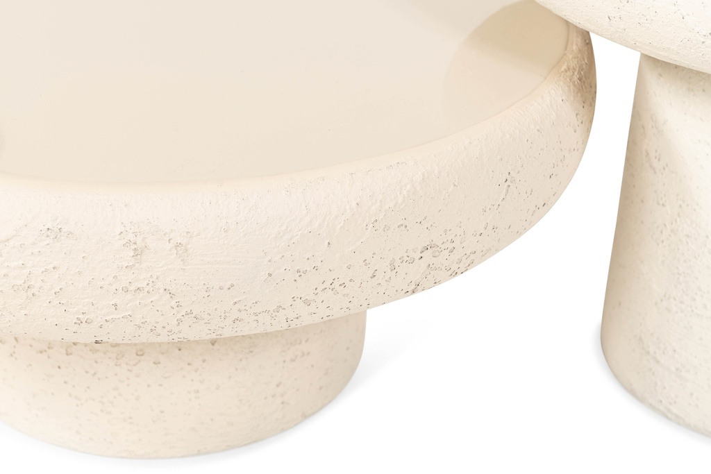 Side table rounded enamel with base - texture beige - Ø50x40cm - p1/1