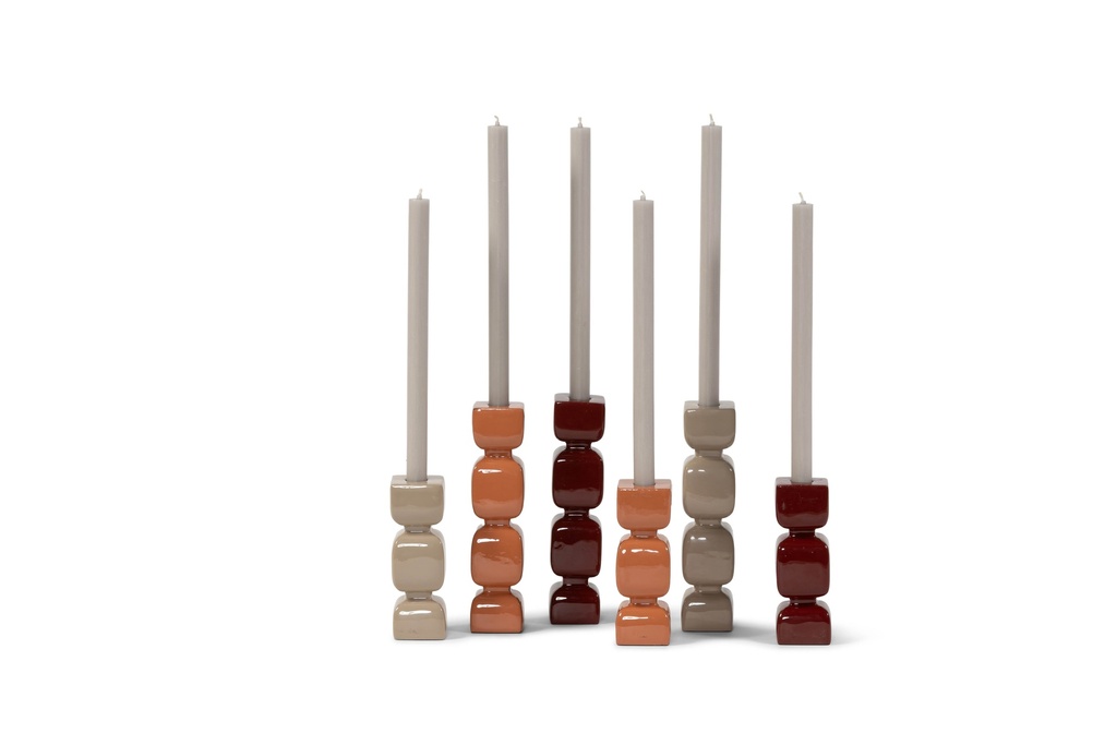 Taperholder aluminium enamel brown set of 2 - 5x5x16 cm - 5x5x23 cm - p 2