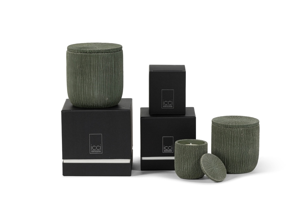Scented candle candlepot concrete green - Ø9 x 10cm - 1 int.cot.wick - p 6