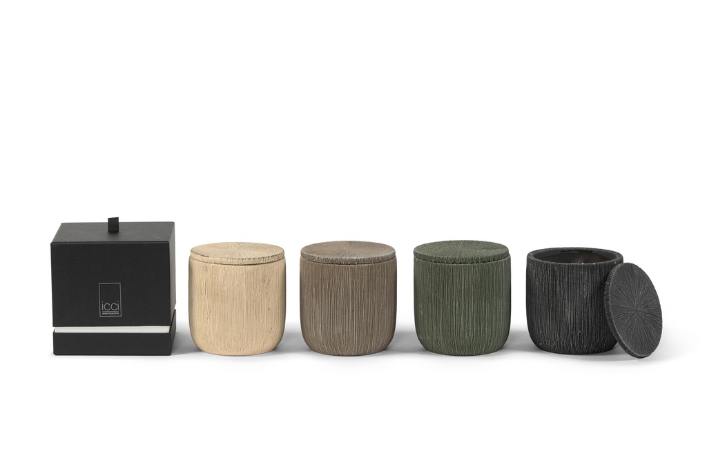 Scented candle candlepot concrete taupe large - Ø14 x 15cm - 3 int.cot.wicks - p 2