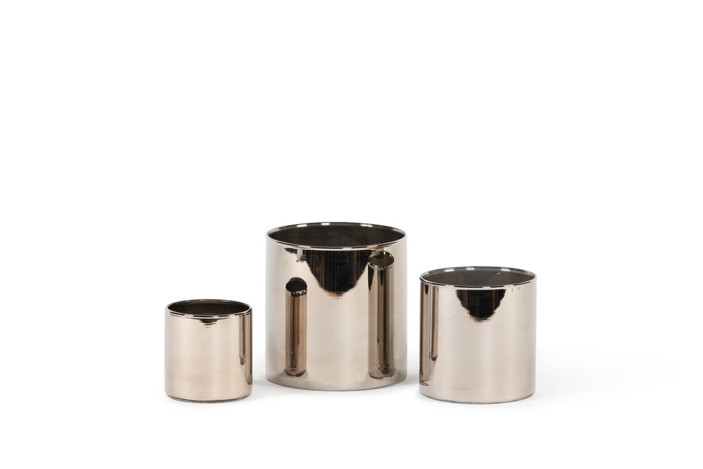 Semi transparent candleholder - glass - platinum - small Ø 9 x 9 - p/6/1