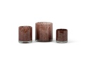 Thick votive cylinder with craquelure design - glass -  burgundy gold - Ø9 x 10cm - p/6