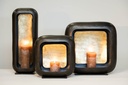 Standing square candle holder nickle antique/gold antique leafing - large - 39,5 x 11,5 x 40 cm - p 1/3