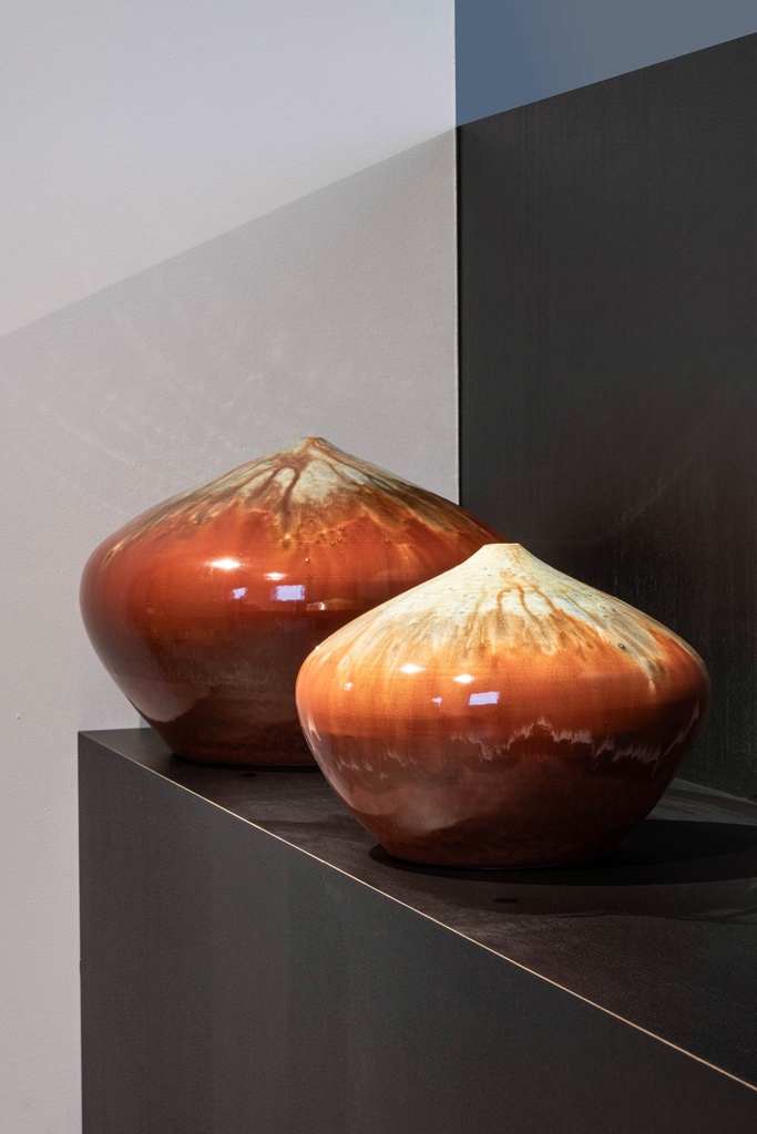 Bowl solitaire glazed - terracotta - green/brick - Ø 31x21cm - p/1/1