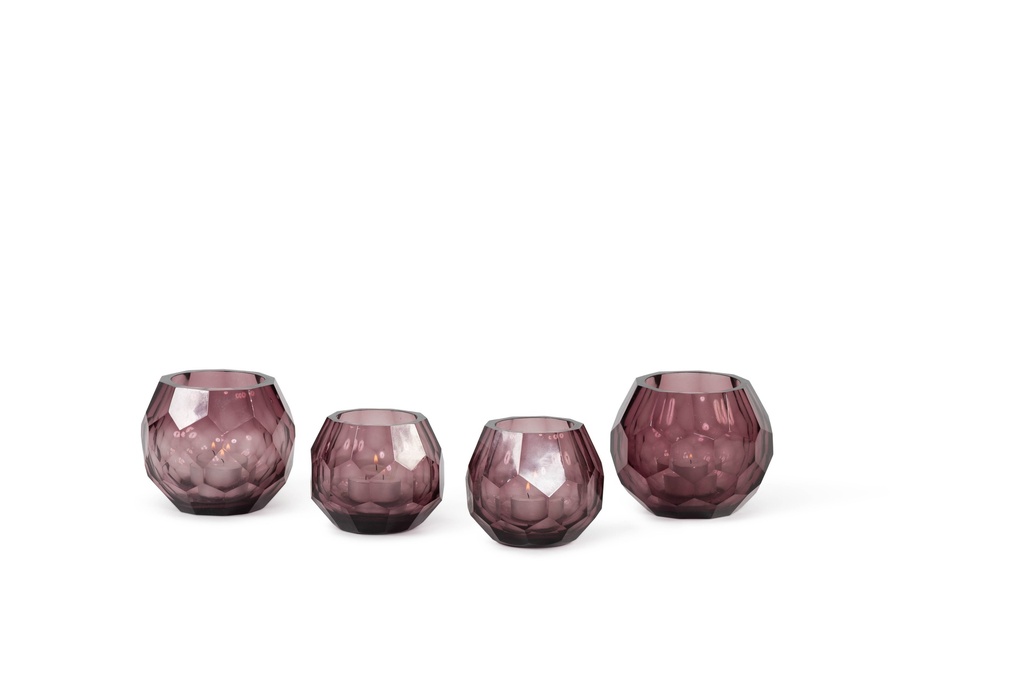 T-light holder polished faceted cutting purple small - Ø10 x 9cm - p 4/24