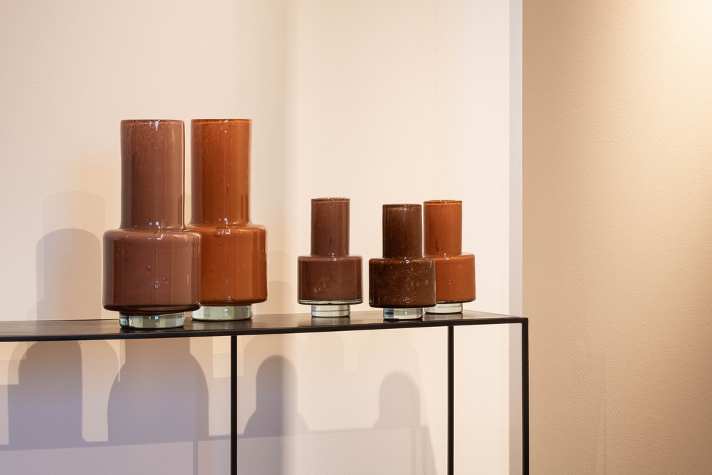 Thick orange vase on base - big - Ø14x30cm - p/1/1