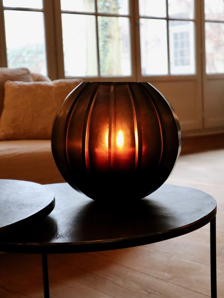 Round vase vertical rib cut - glass - smoke - Ø 30x26cm - p 1/1