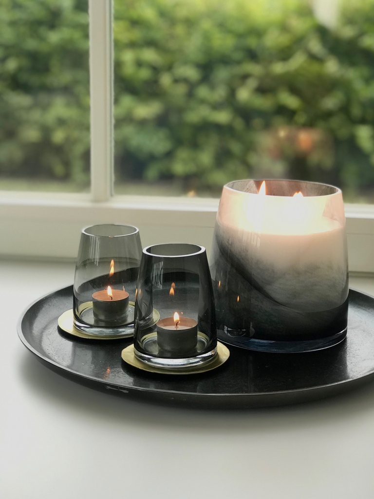 Conical votives Set of 6 - glass - smoke - Ø 8 x 10 - p/6/1