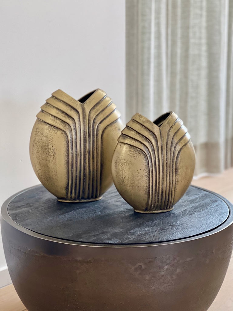 Small Artdeco vaze - metal - gold antique - Ø12x10cm - p/1/8