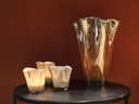 Vase wave - glass - beige luster - Ø21 x 30cm - p/1