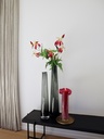 Long small vase organic rim - glass - smoke - Ø11 x 70cm - p/1