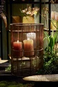 Wired hurricane for 3 candles - metal - antique brass - Ø 26x35cm - p/1/1