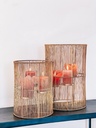 Wired hurricane for 3 candles - metal - antique brass - Ø 31x46cm - p/1/1