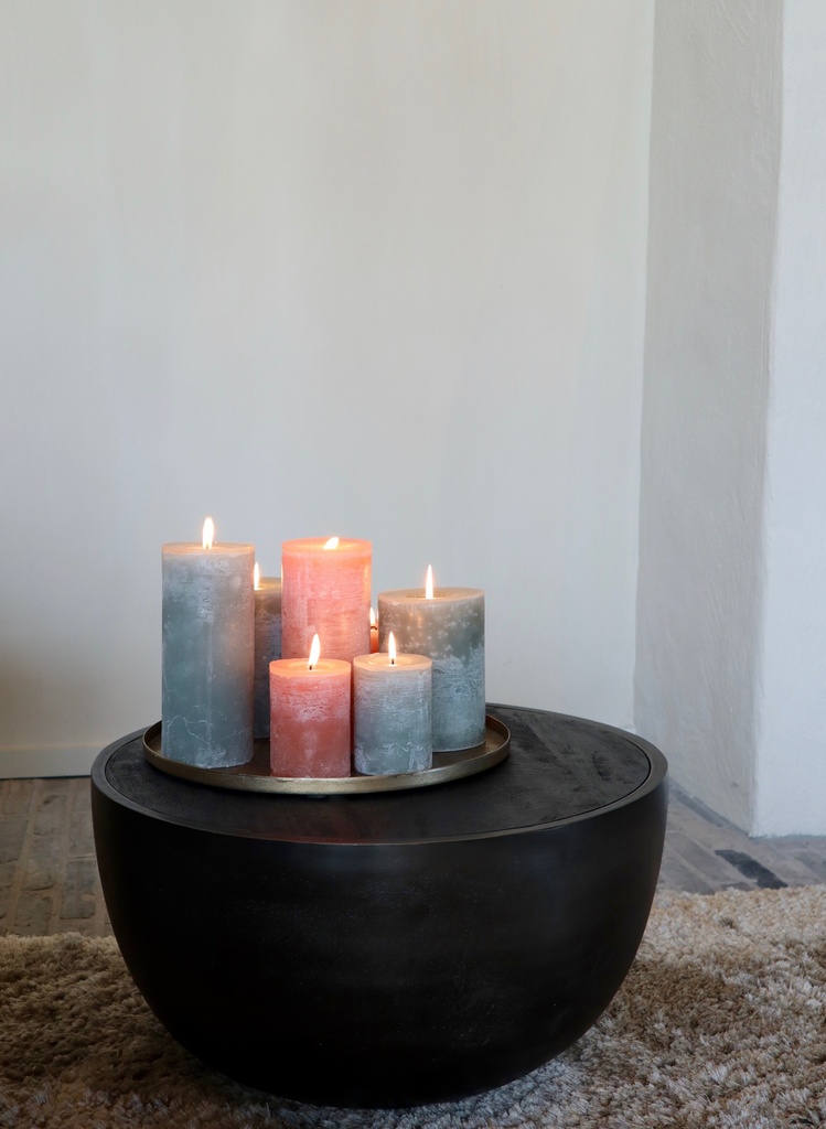 Coffee table bronze with matt black wooden top - wood & metal - bronze matt black - Ø 53x28cm - p/1/1