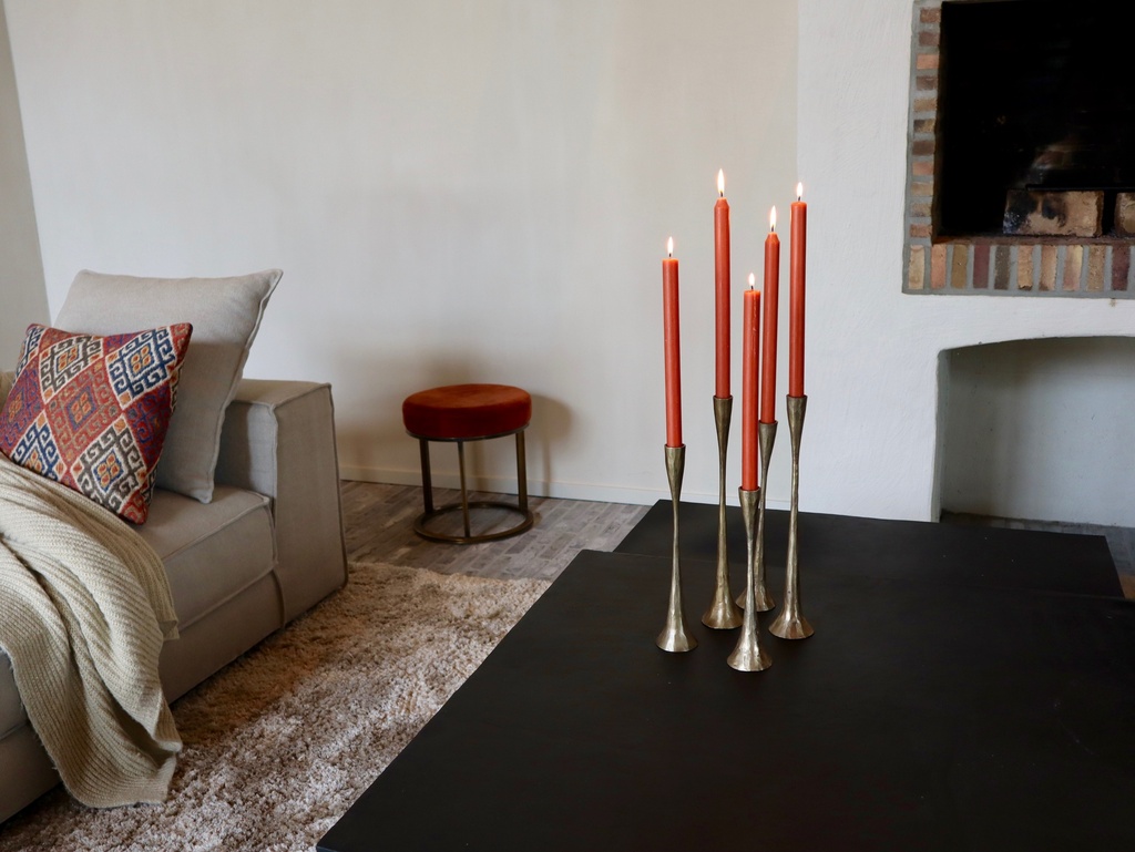 Handforged table candle holder - metal - brass antique - medium Ø 6x29cm - p/2/16