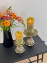 Organic candleholder - metal - greenish patina - Ø13x13cm - p/2/12
