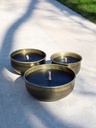 Set of 3 gold antique hammered outdoor candles - Ø30x12cm / Ø25x12cm / Ø20x 12cm - 1 - ext. cot. - p /1 