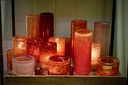 Cylindrical vase - glass - orange red - Ø 6,5x20 cm - p/6
