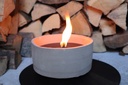 Round grey concrete/white terracotta pot - Ø 18 x 10cm - 1 - ext. cot. - p/8