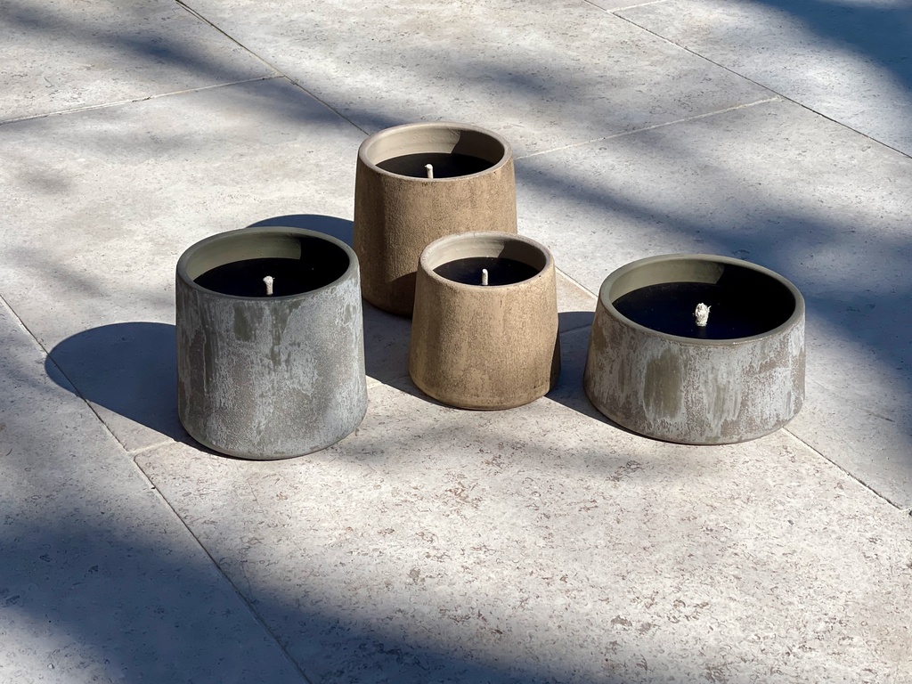 Beige terracotta outdoor candle - Ø 16x14cm - 1 - ext. cot. - p /6