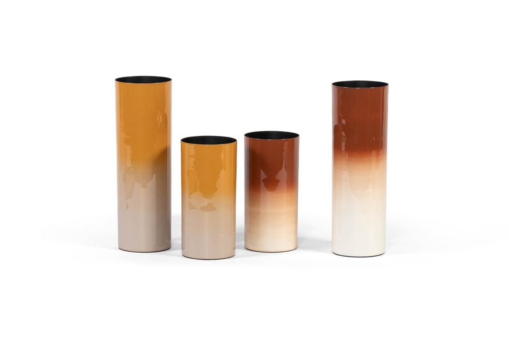 Vase enamel 2 tones - Iron - Enamel ochre beige - Ø 10x20cm - p/2/4