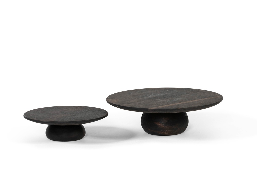 Brushed round tray - wood - black mat - Ø35x5,5cm - p1/1 (kopie)