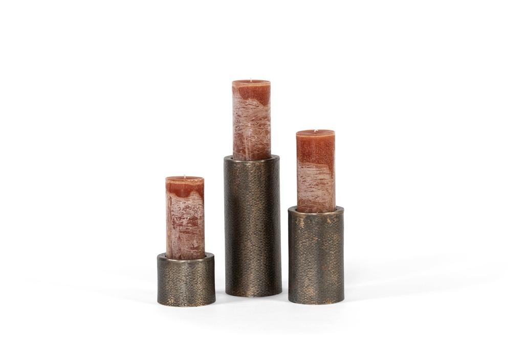 Candleholder knit texture for Ø8,6 - aluminium - rustic gold - Ø12,5x10cm - p1/12