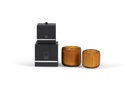 Scented candle square rounded gold vase vertical cutting - Ø 11,5x12,5cm - 2 - int. cot. - p/4
