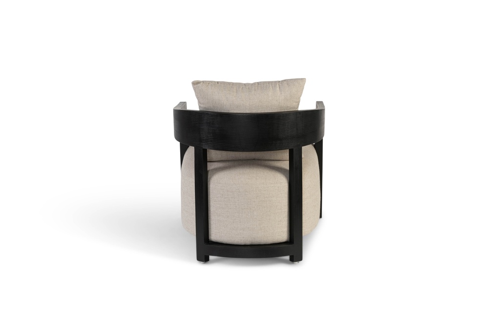 Club Chair ecru on black brushed wood- 61x58x60,5cm - p/1/1