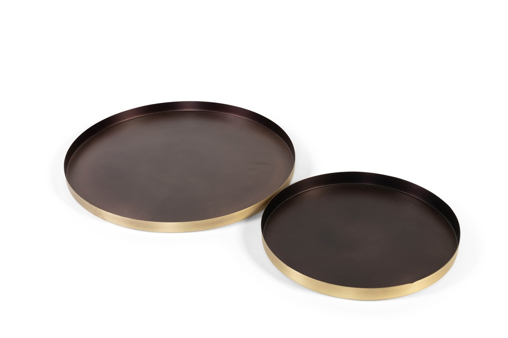 Organic tray - iron - brass antique & black inside - small 41x2cm - p2/4