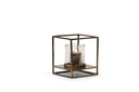 Hurricane square with round hammered glass - aluminium & glass - creamy gold & brown - small 25,5x25,5x29,5cm - p1/1