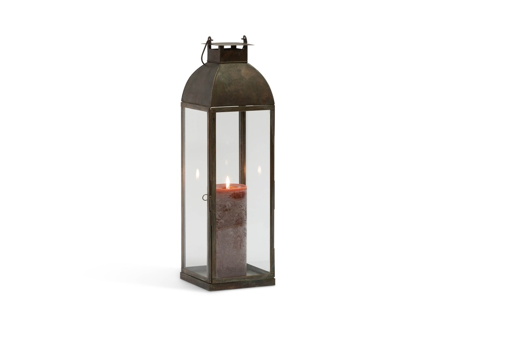 Lantern aged antique - iron & glass - brass antique - Ø16x16x54cm - p1/6