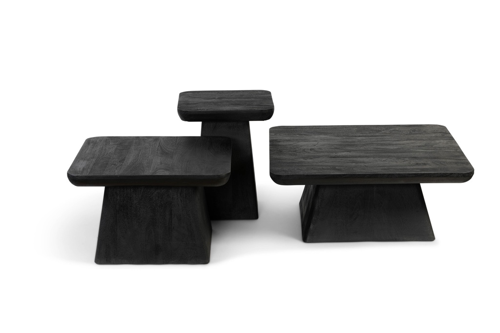 Brushed square table - mango wood - black - 41x41x49cm - p/1/1
