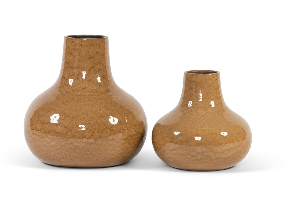 Bottle glazed - terracotta - ochre - Ø 33x30cm - p/1/1