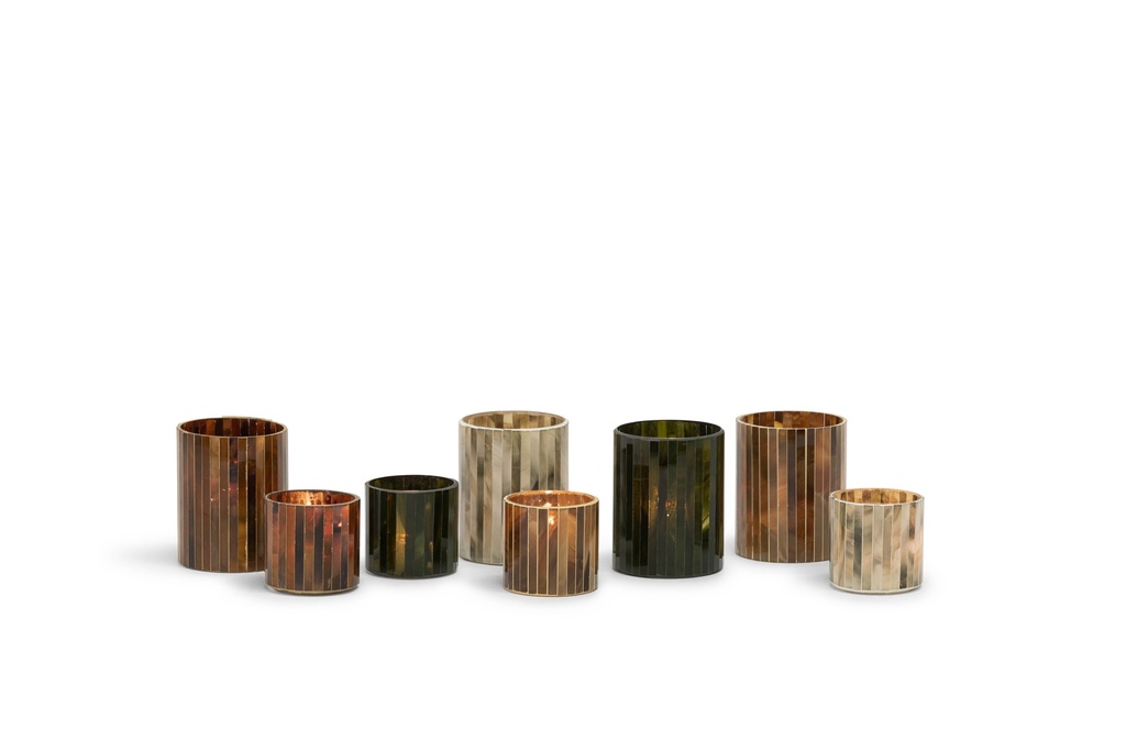 T-Light holder mosaic dark amber - Ø10x13cm - 4/12