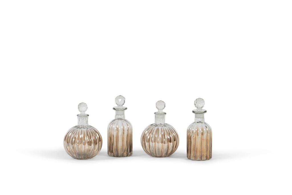 Bottle ribbed retro - smoke luster - glass - Ø 11x16cm - 1/12