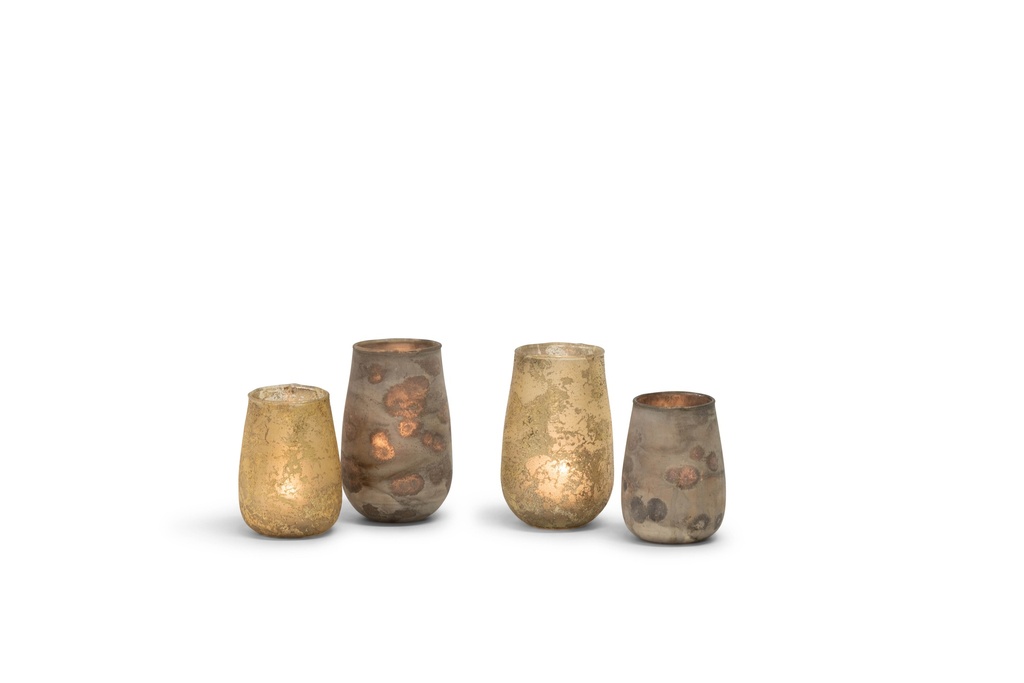 T-Light holder antique copper gold big - glass - Ø 10x16,5cm - 4/12