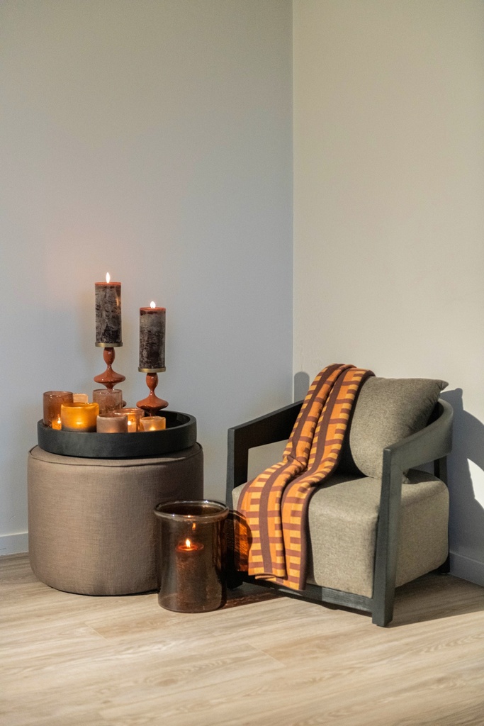 T-Light holder matt - sprayed half peach half black - glass - Ø 12,5x11cm - 1/12